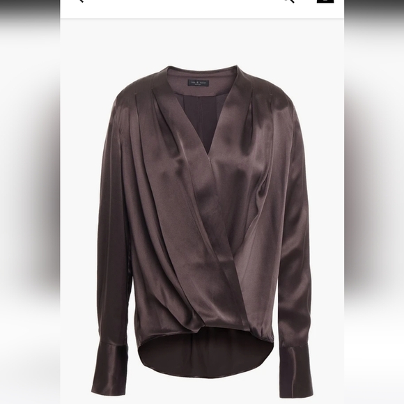 Rag & Bone 100% Silk Drape Blouse Eggplant Purple Sz. Xs - Picture 3 of 13